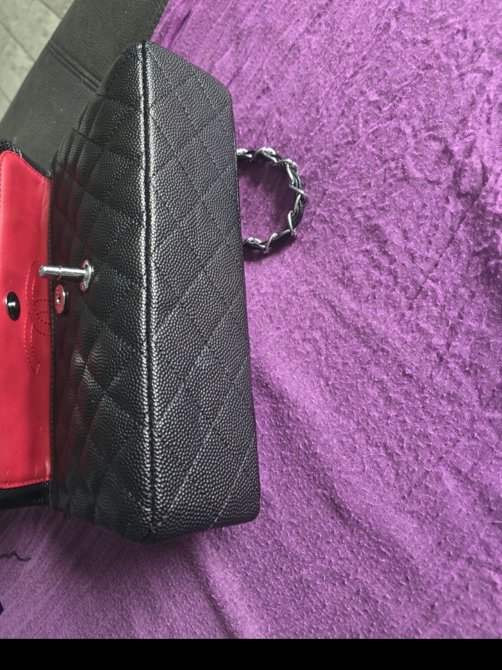 Double Flap! Classic Quilted Black Shoulder Bag with Chain Strap - Picture 6 of 8